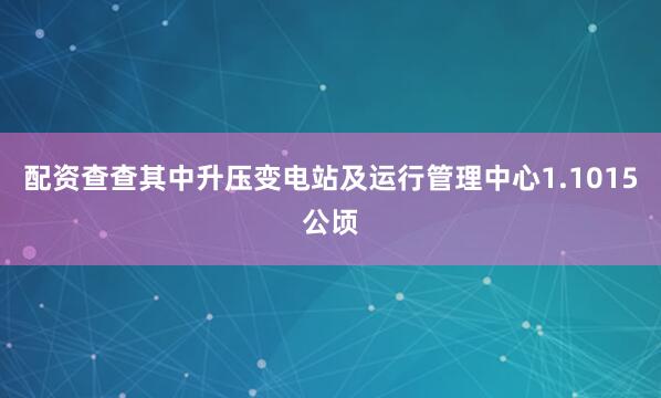 配资查查其中升压变电站及运行管理中心1.1015公顷